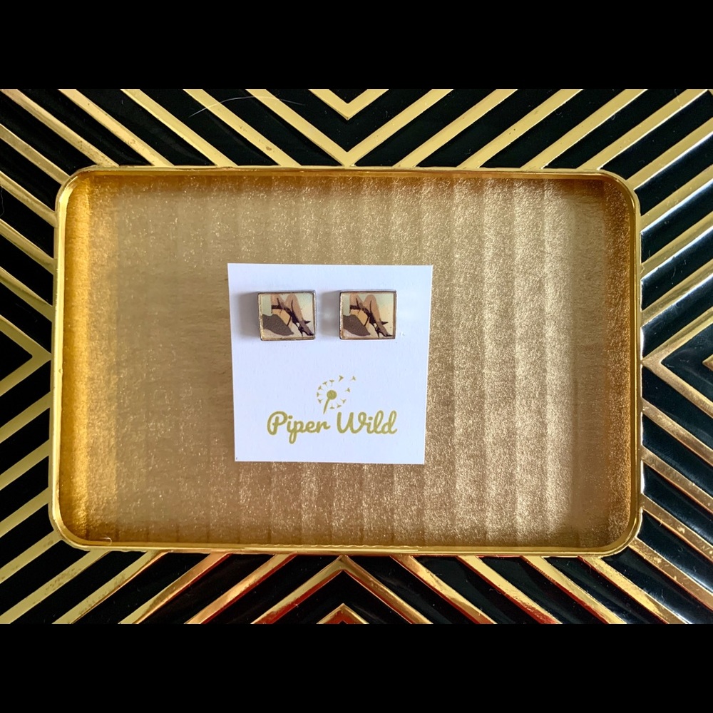 Handcrafted Stud Earrings Titled “Lady Boudoir”